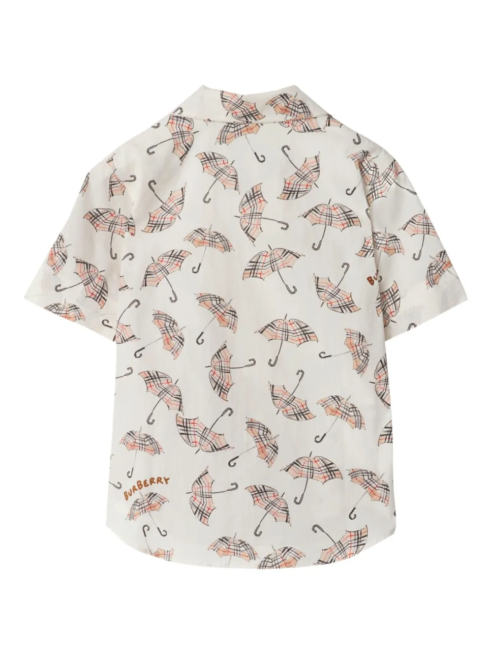 Burberry Kids Katoenen shirt met parapluprint Wit