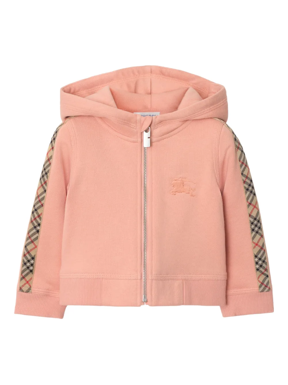 Burberry Kids Hoodie met rits en geruite afwerking Roze