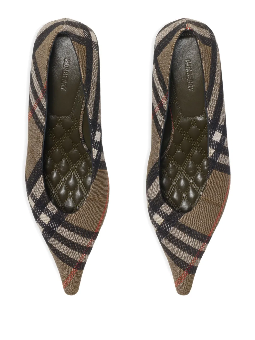 Burberry Check Dame Pumps Mit Spitzer Kappe 55mm In Brown