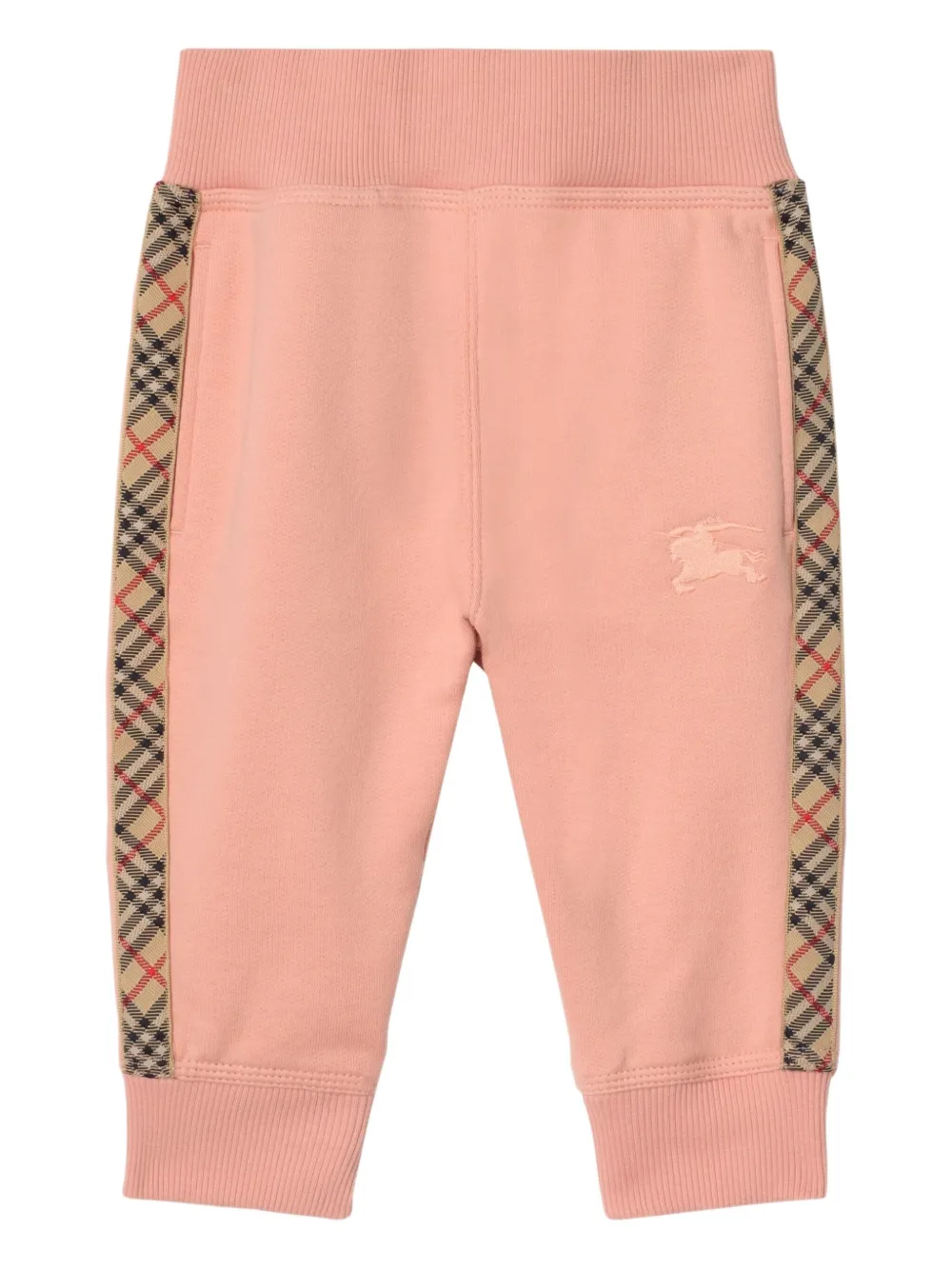 Burberry Kids Katoenen trainingsbroek met geruite afwerking Roze