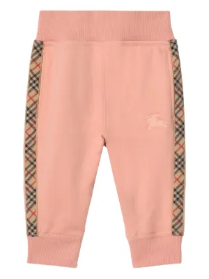 Burberry Kids check-trimmed Cotton Jogging Pants | Pink | FARFETCH