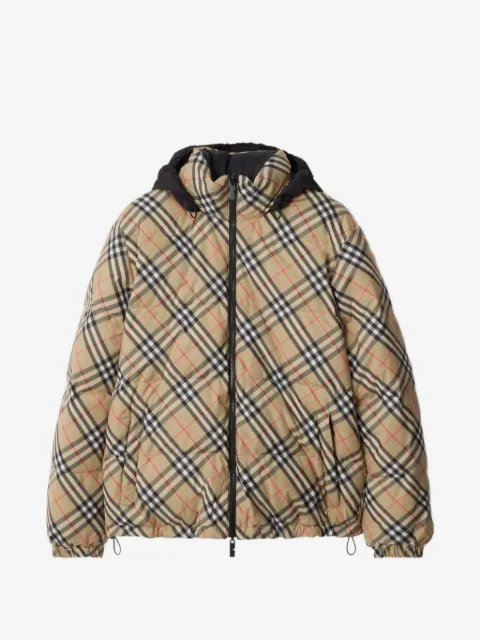Burberry جاكيت منفوخ كاروهات بوجهين