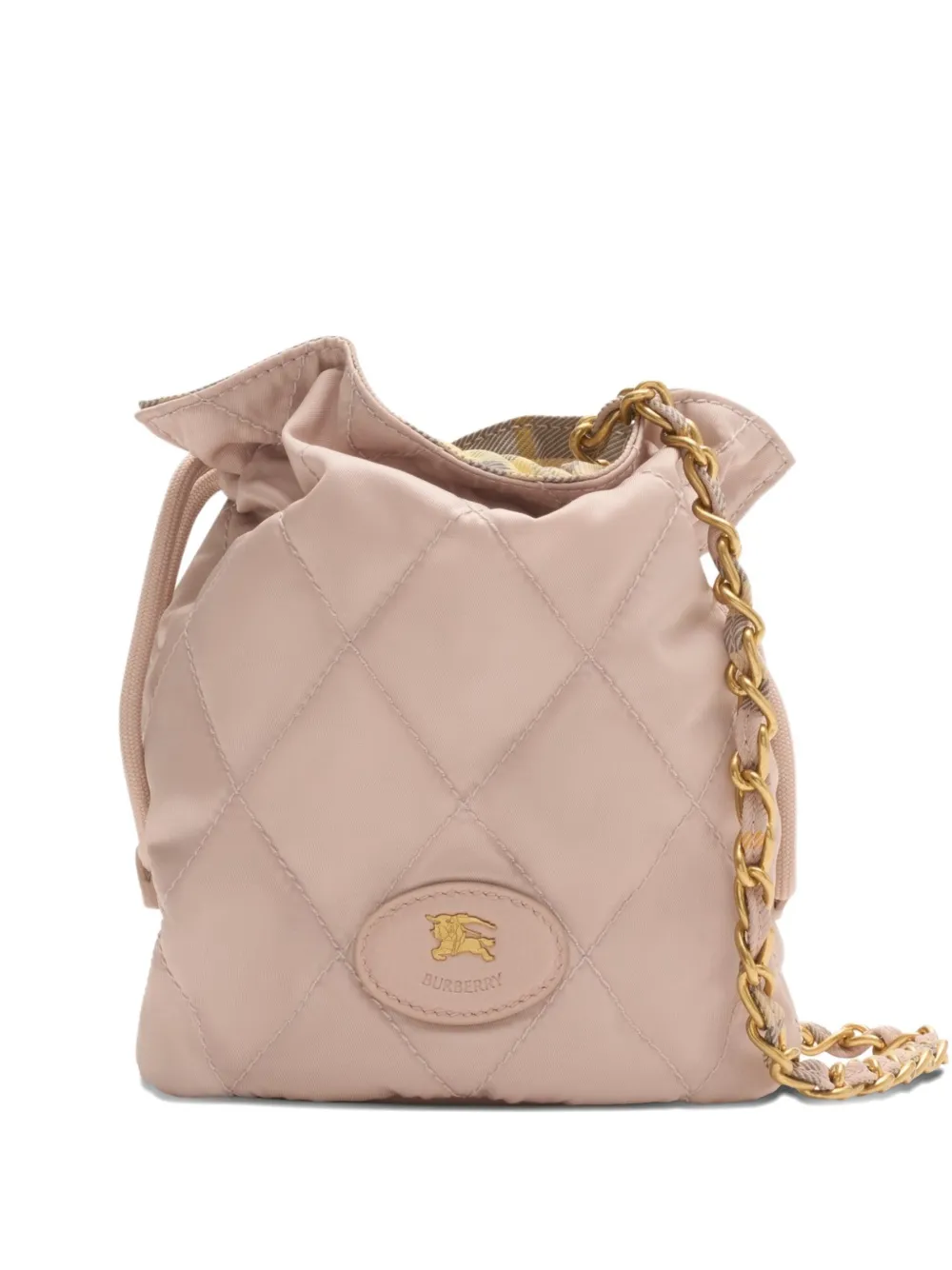 Burberry Gewatteerde bucket-tas met kettingband Roze