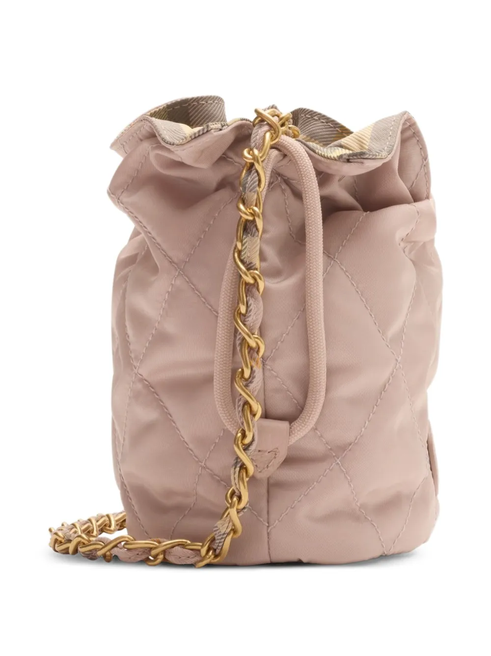 Burberry Gewatteerde bucket-tas met kettingband Roze