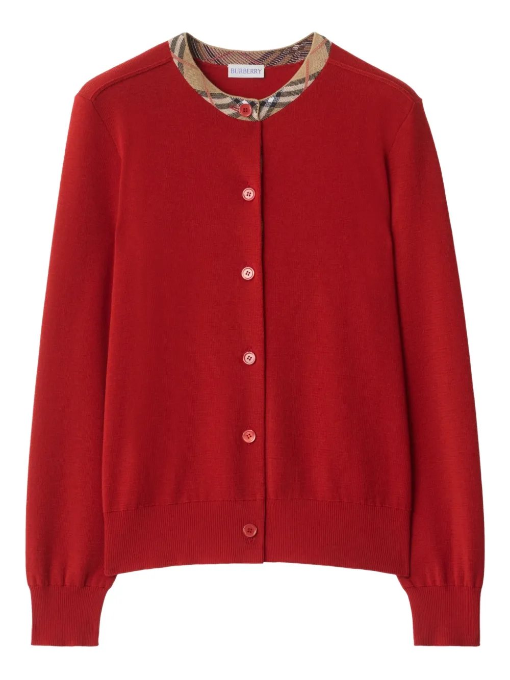 Burberry Check-trimmed Wool Cardigan In Multi