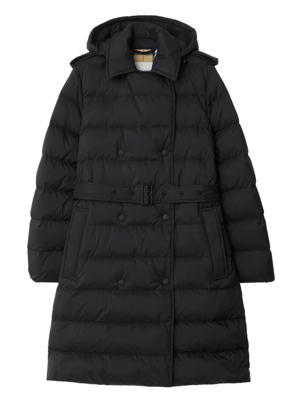 Burberry double-breasted belted puffer coat | Black | Image 1