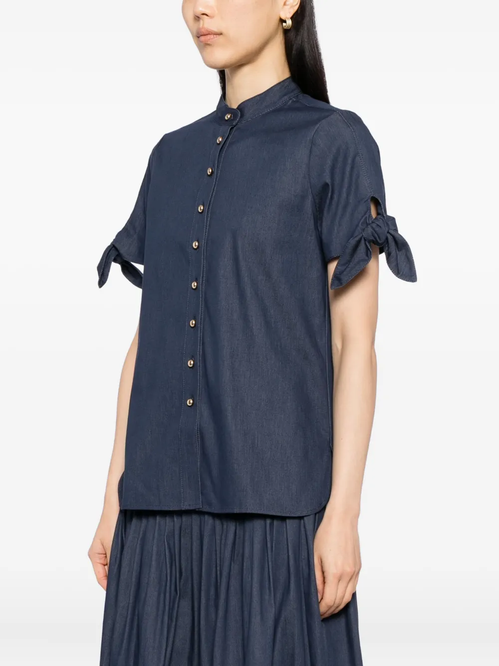 Carolina Herrera Tie-sleeve Shirt In Blue