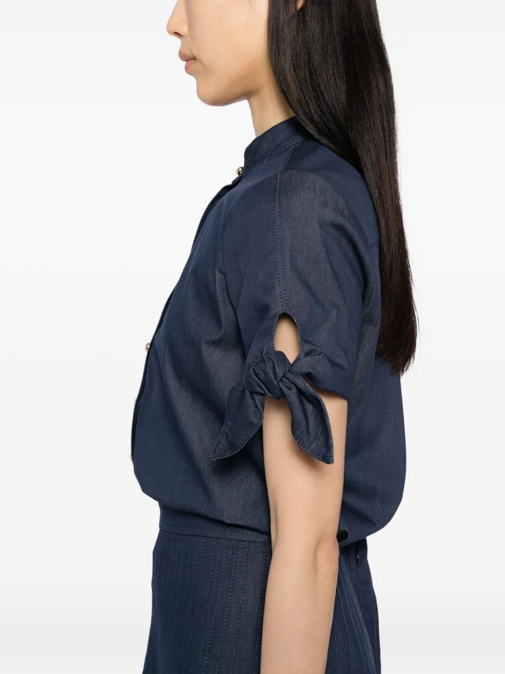 Carolina Herrera Tie-sleeve Shirt In Blue
