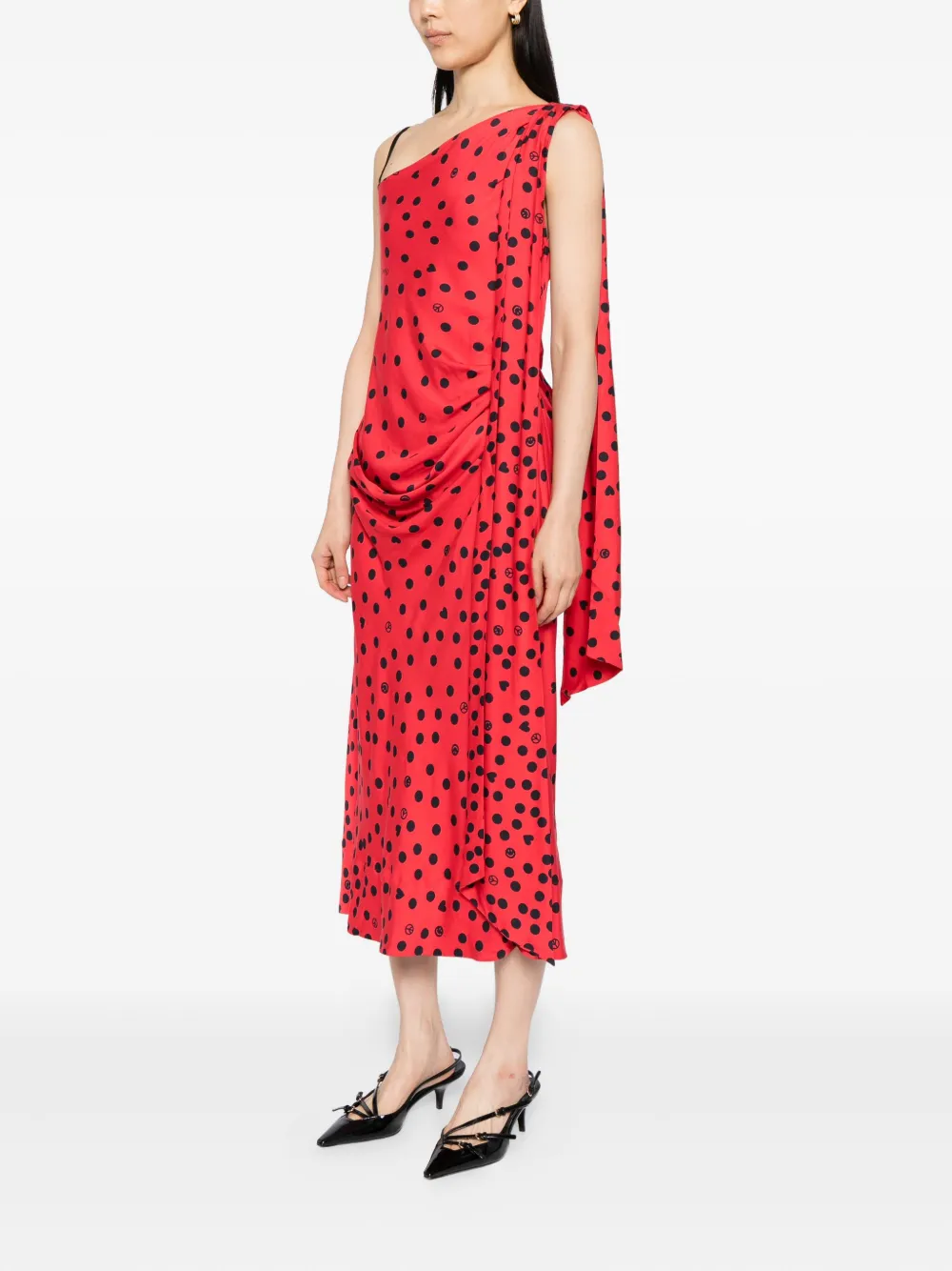 Moschino Asymmetrische jurk met print Rood