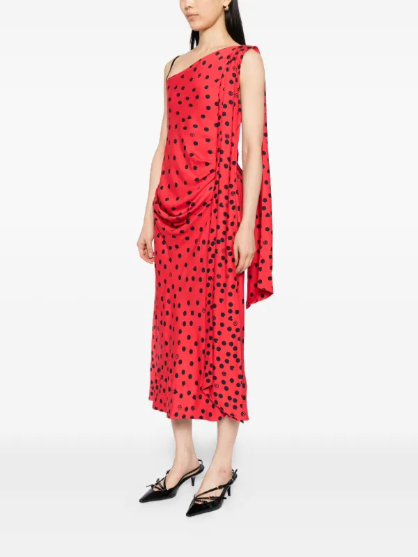 moschino dress red Moschino Graphic-print Asymmetric Dress