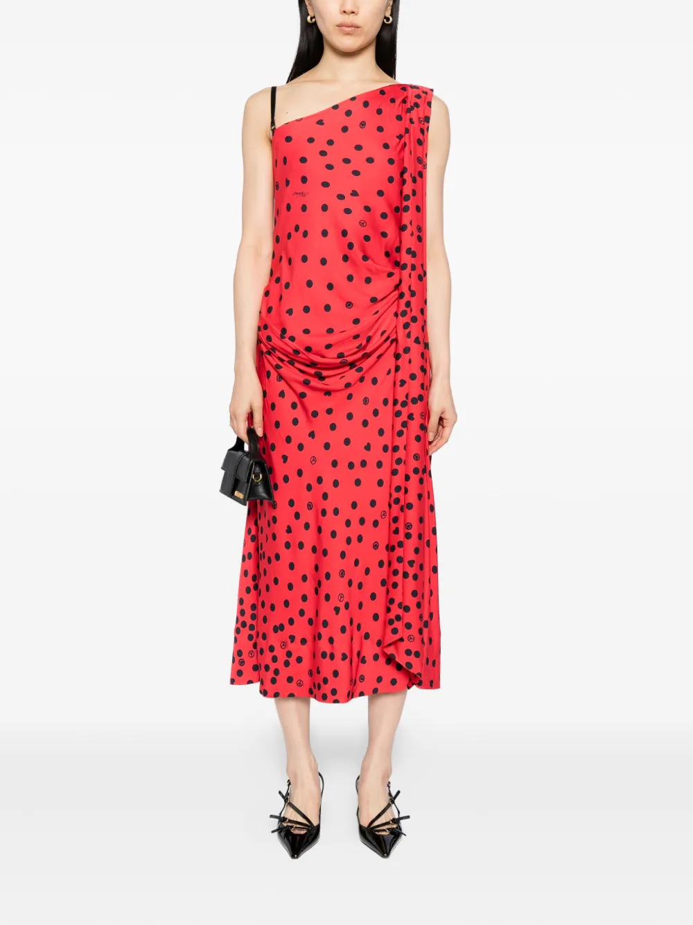 Moschino Asymmetrische jurk met print - Rood