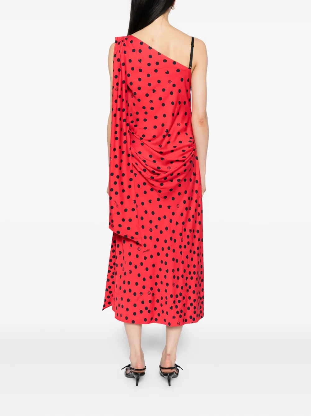 Moschino Asymmetrische jurk met print Rood