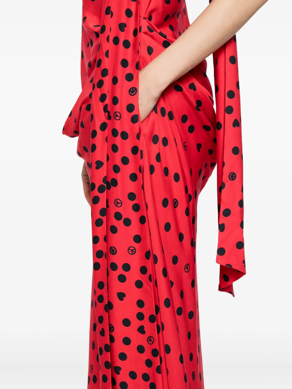 Moschino Asymmetrische jurk met print Rood