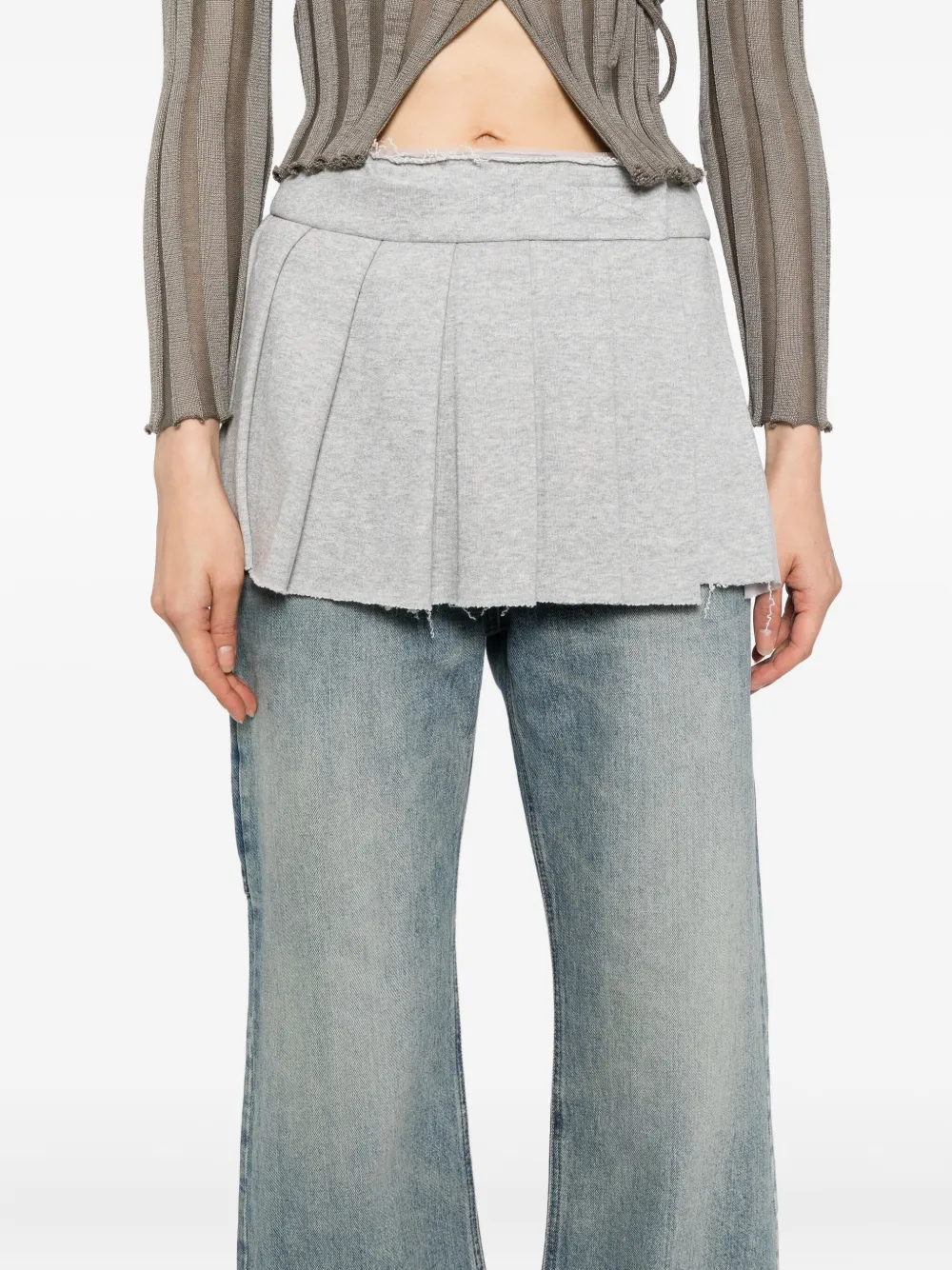 Open Yy Distressed Wrap Skirt In Gray