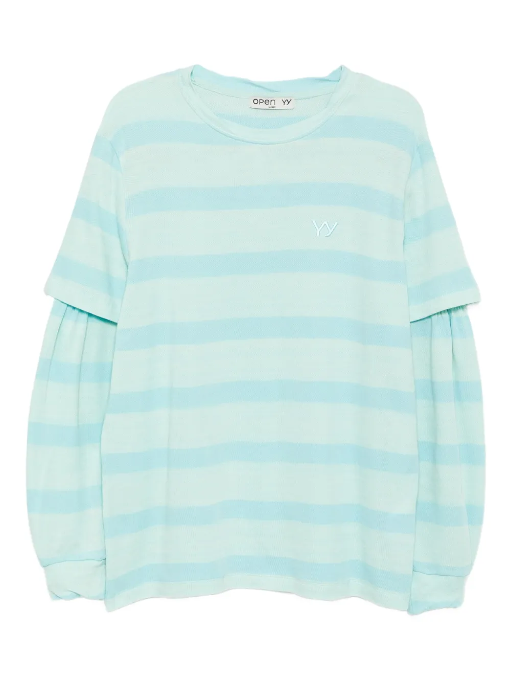 Open YY cotton striped T-shirt | Green | Image 1