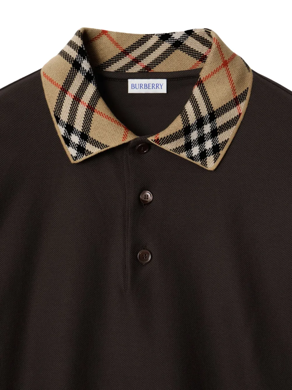 Burberry Katoenen poloshirt met geruite kraag Bruin