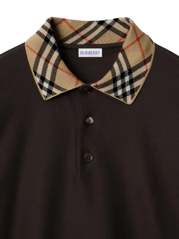 Burberry check-collar Cotton Polo Shirt Brown FARFETCH GR