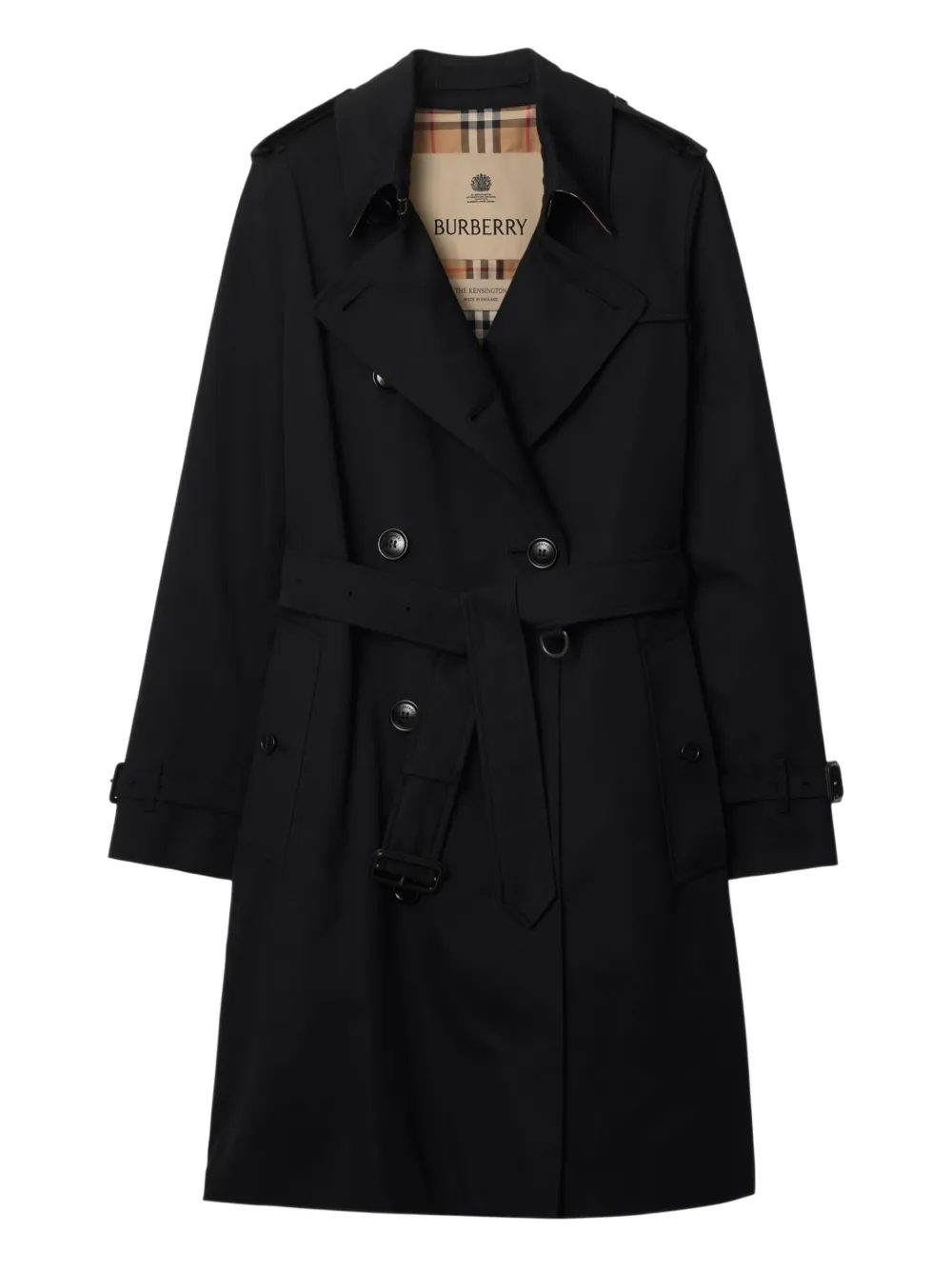Burberry Belted Double-breasted Trench Coat In Black