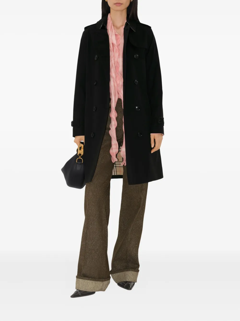 Burberry Belted Double-breasted Trench Coat In Black