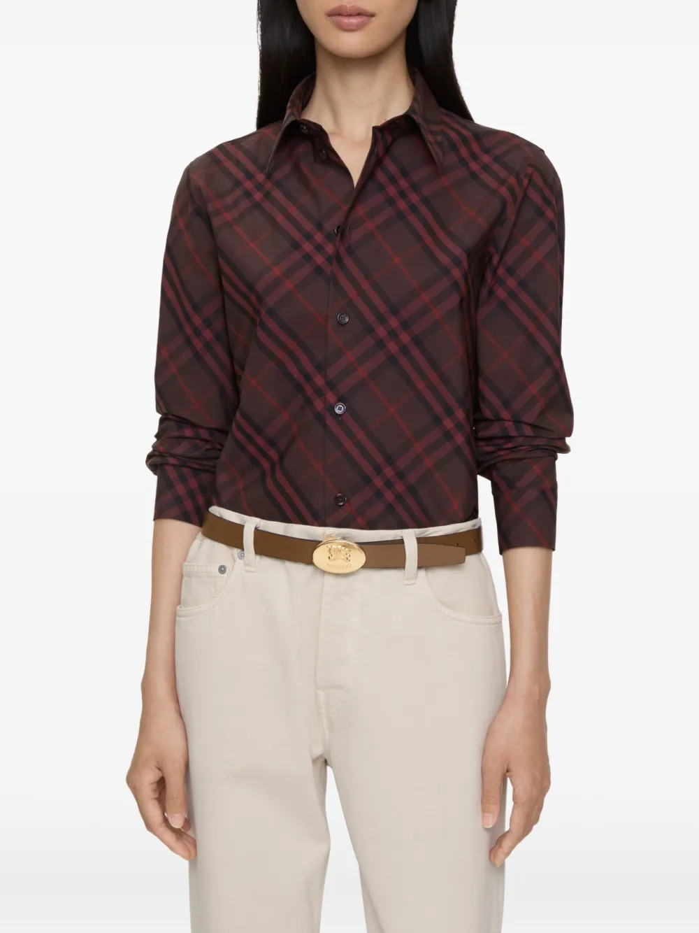Burberry Geruit katoenen blouse - Rood
