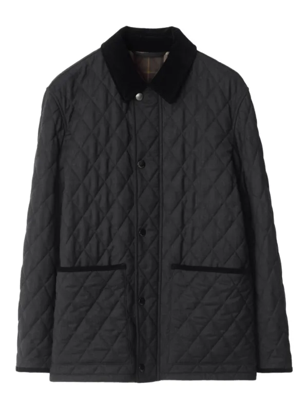 BURBERRY ビジネスジャケット 黒 コーデュロイ Burberry Quilted corduroy-collar Jacket | Black | FARFETCH