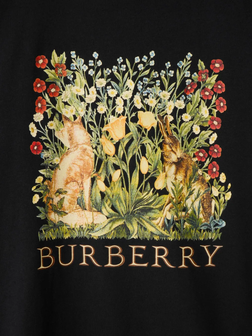 Burberry T-shirt met bosprint en lange mouwen - Zwart