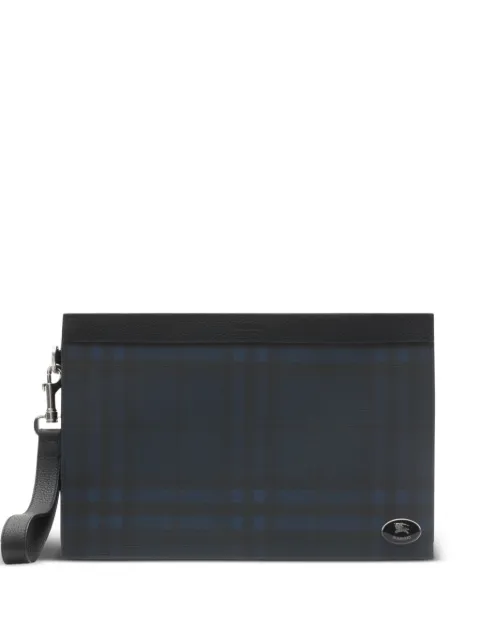 Burberry check-pattern leather clutch bag