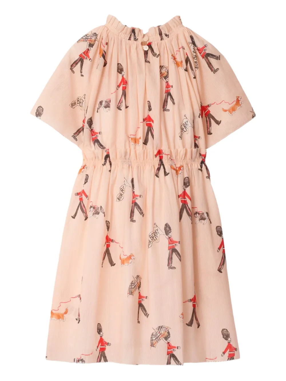Burberry Kids Jurk met ruches en London Guard-print Roze
