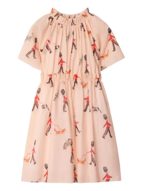 Burberry Kids платье с оборками и принтом London Guard