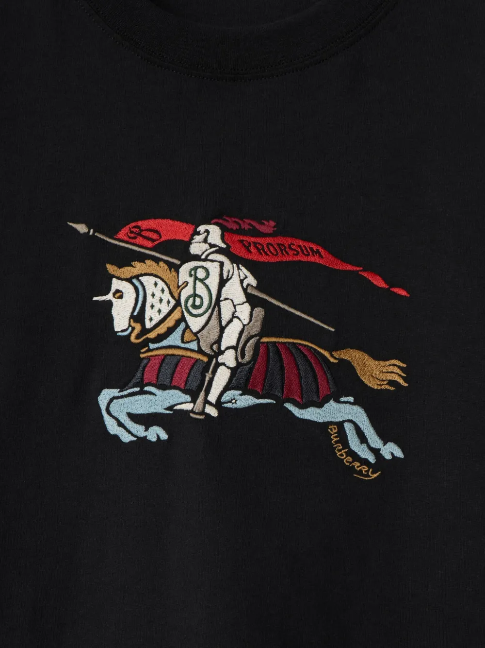 Burberry T-shirt met geborduurd logo - Zwart