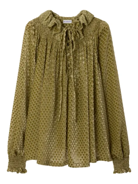 Burberry ruffled-collar velvet blouse