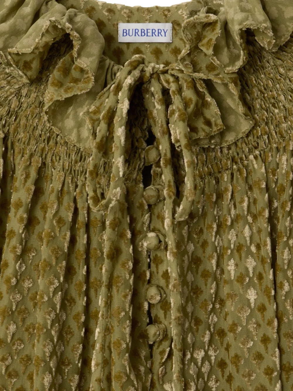 Burberry Fluwelen blouse met ruchekraag - Groen