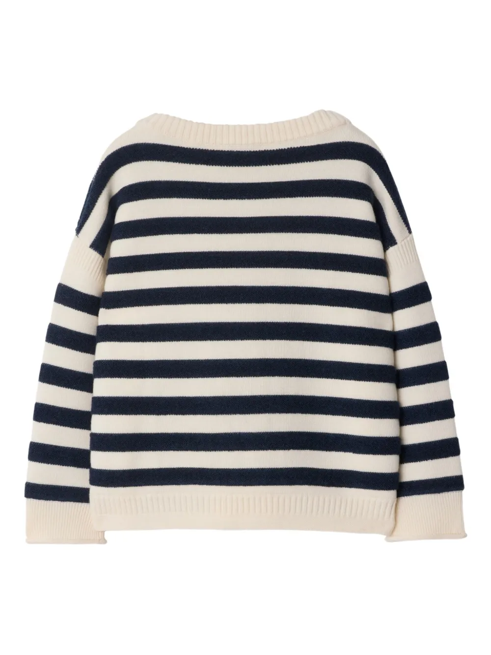 Burberry Kids Gestreepte wollen trui met logodetail Beige