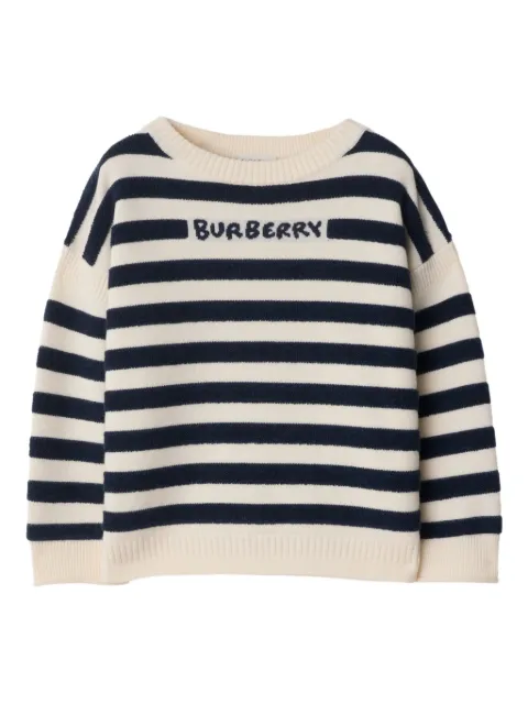 Burberry Kids jersey de lana a rayas con logo