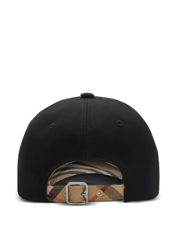 Burberry Equestrian Knight Gabardine Baseball Cap | Black | FARFETCH