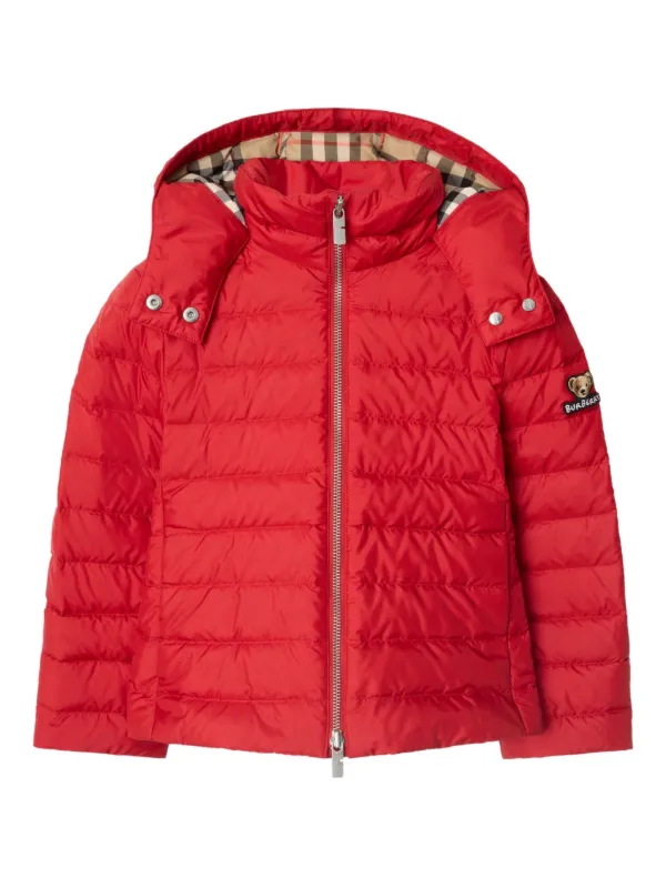 Burberry Kids フーデッド パデッドジャケット | レッド | FARFETCH JP