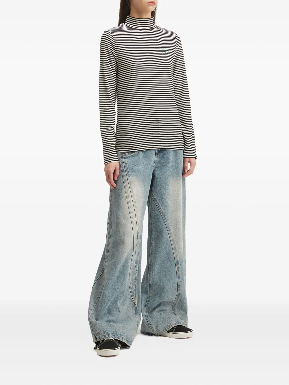 Chocoolate Ribbed High-neck T-shirt In Gray