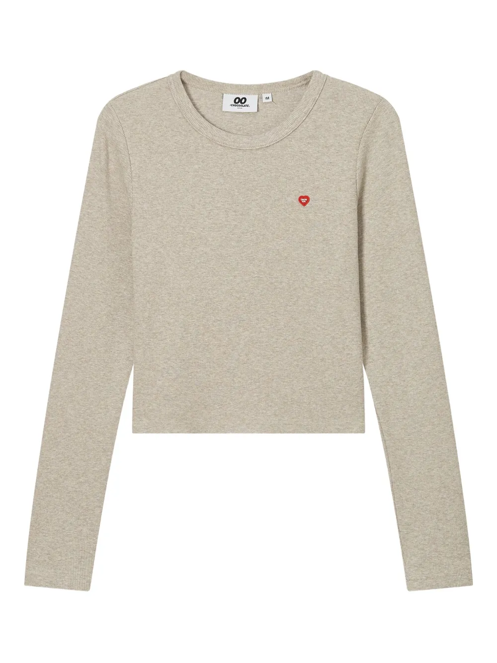 Chocoolate Heart-embellished Ribbed T-shirt In Neutral
