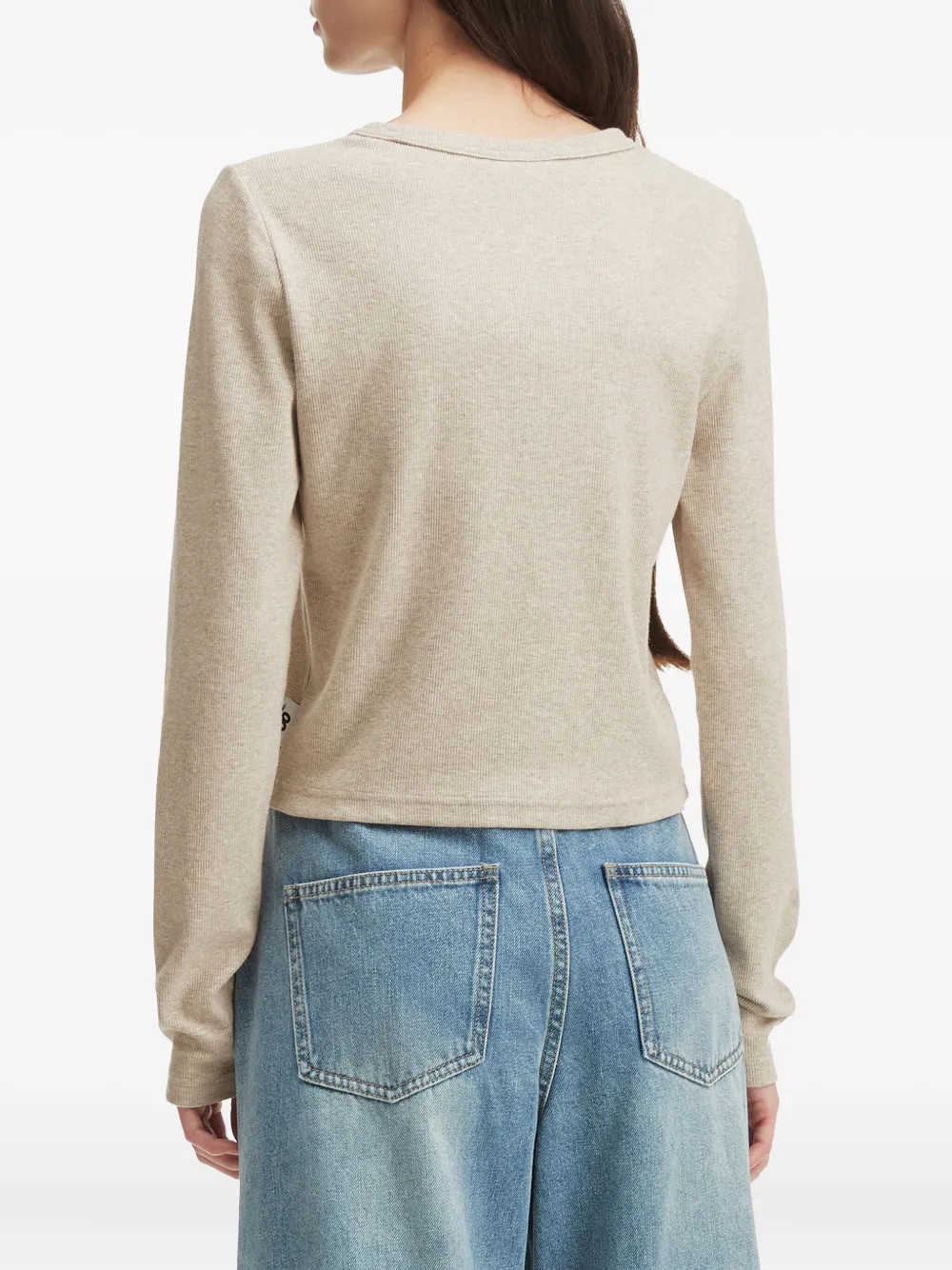 Chocoolate Heart-embellished Ribbed T-shirt In Neutral