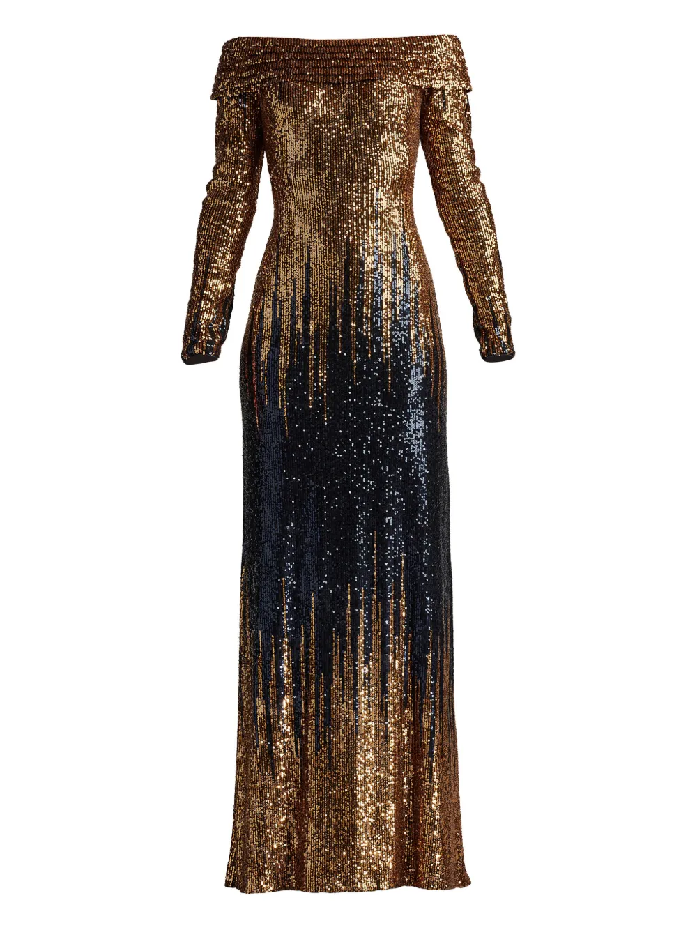 Tadashi Shoji Vionne Gown Dress In Gold