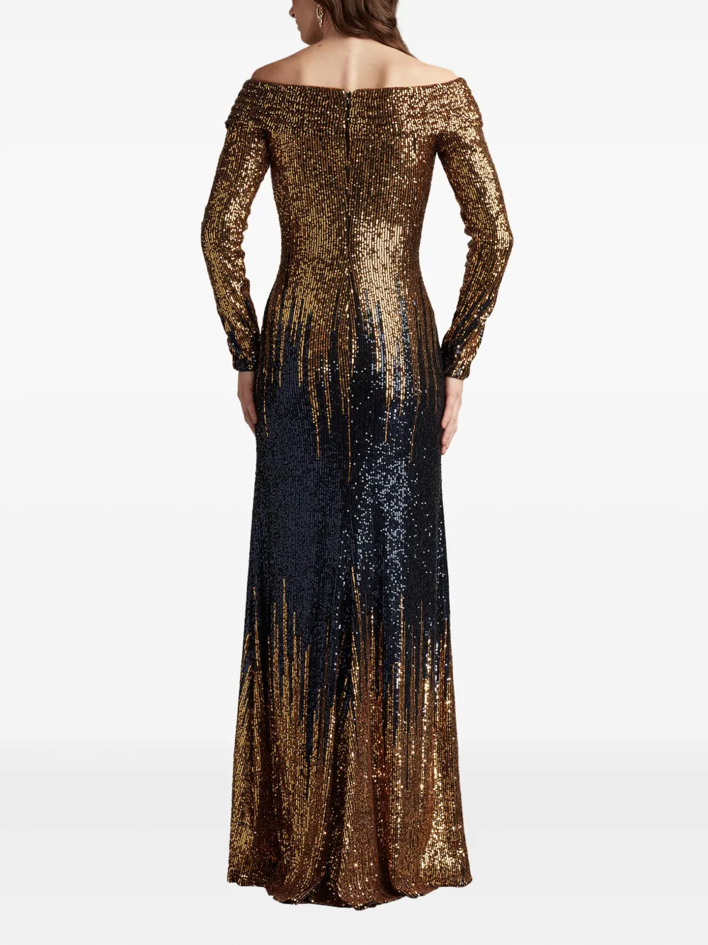 Tadashi Shoji Vionne Gown Dress In Gold