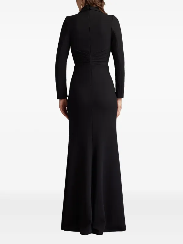 Tadashi Shoji flower-embellished V-neck Gown | Black | FARFETCH