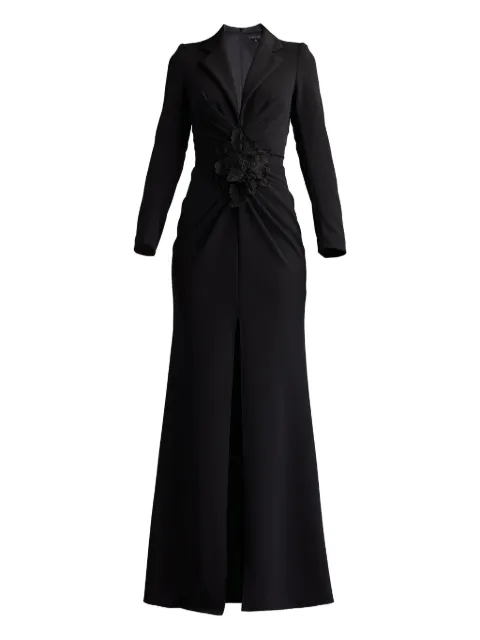 Tadashi Shoji flower-embellished V-neck gown