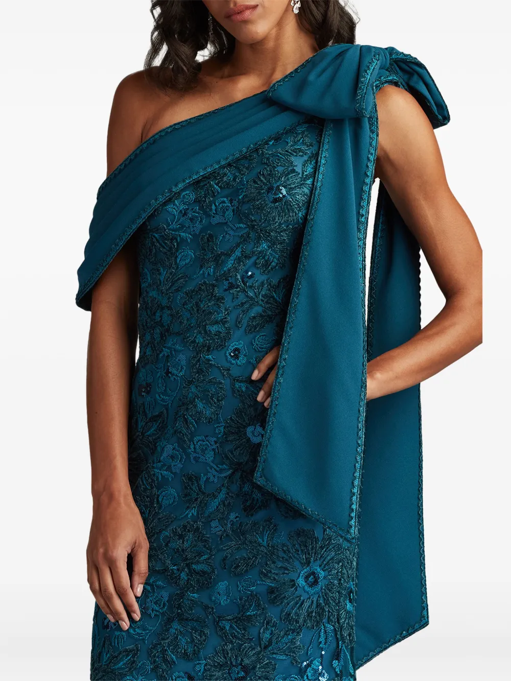Tadashi Shoji Maxi-jurk met pailletten en bloemen Blauw