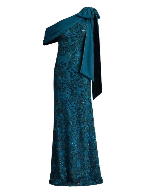 knee length dresses for ladies Multi Floral Bouquet Sequin Gown – Kevan Hall main image 0
