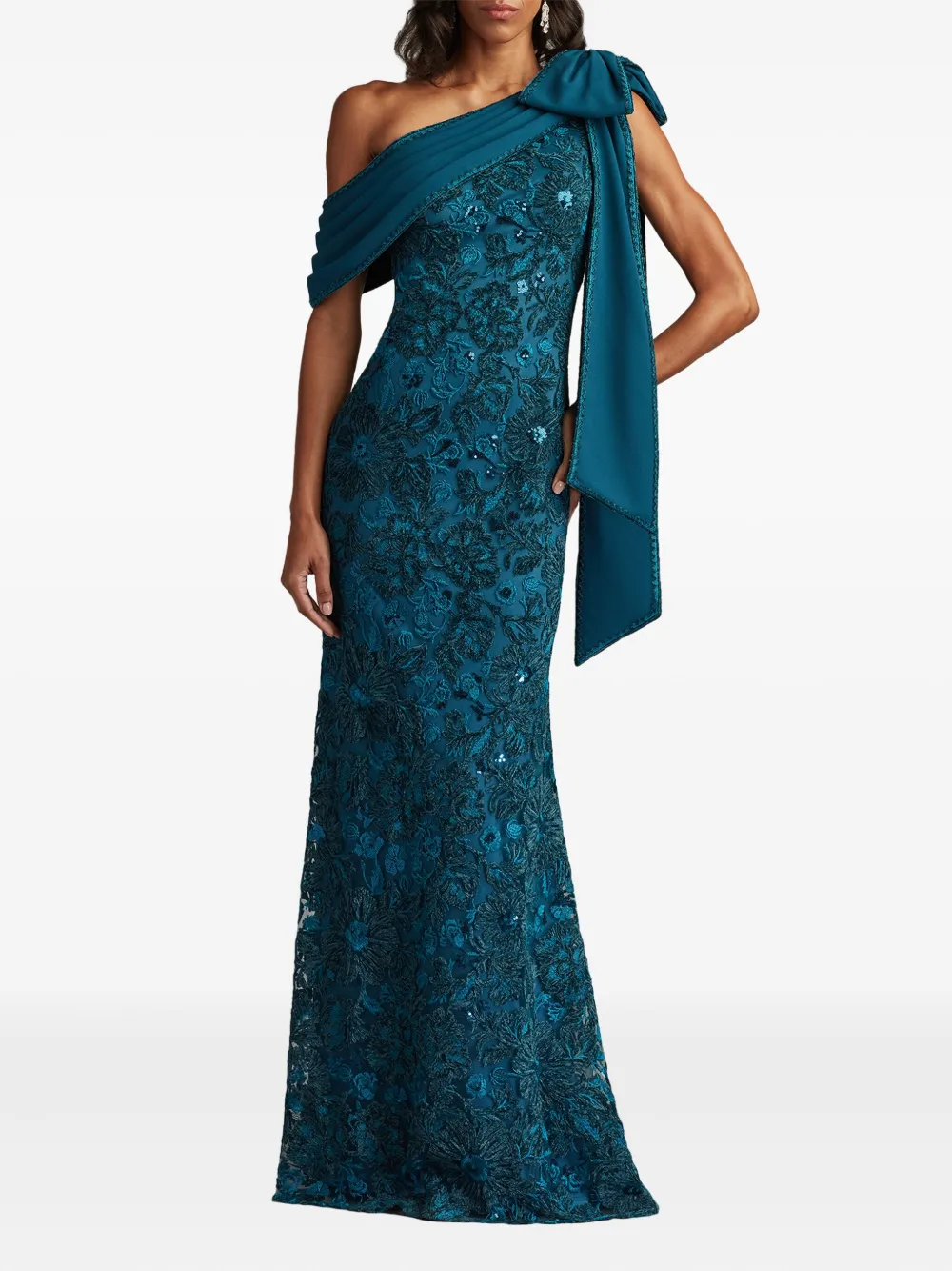Tadashi Shoji Maxi-jurk met pailletten en bloemen - Blauw