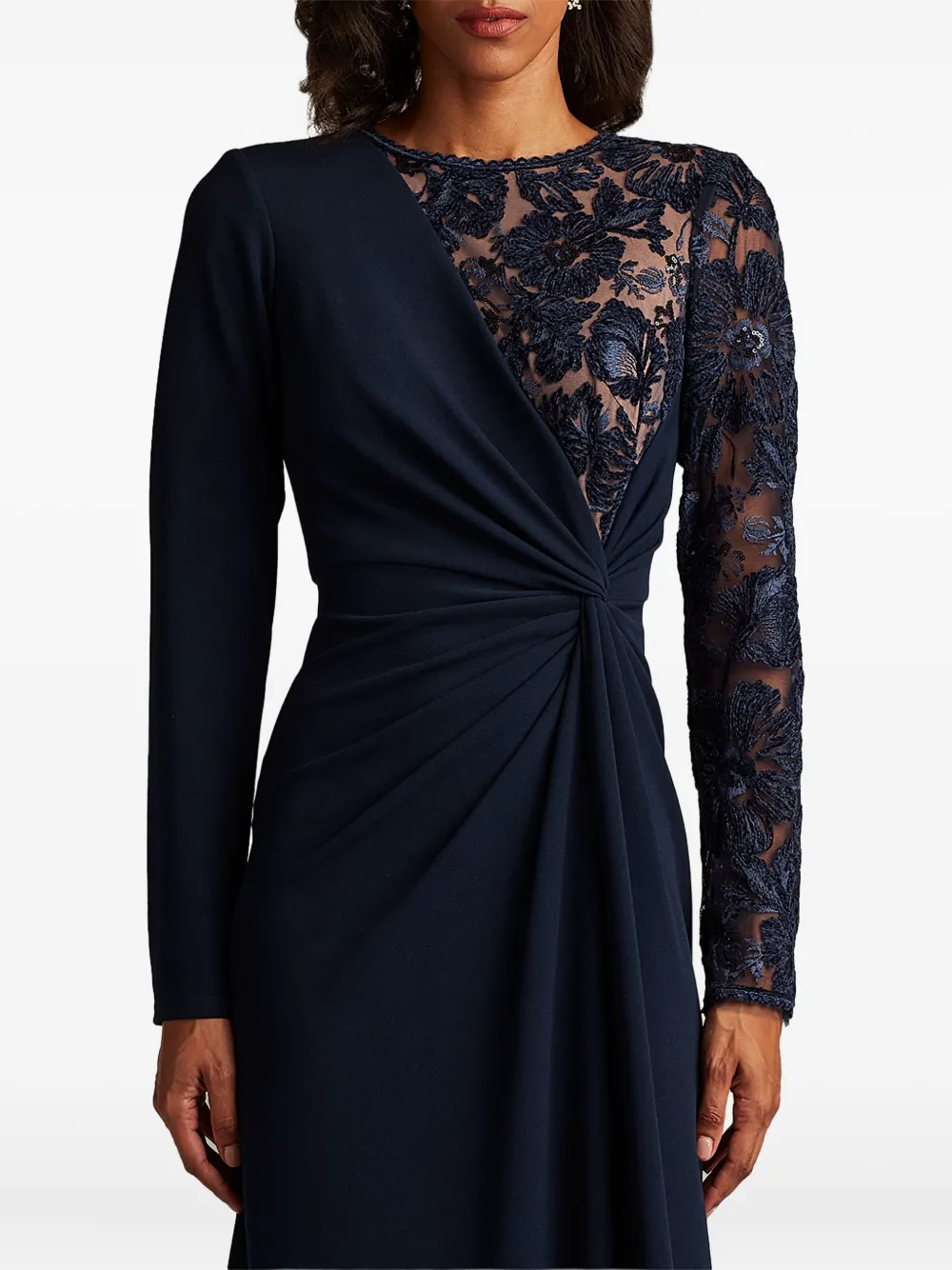 Tadashi Shoji Floral-lace Maxi Dress In Blue