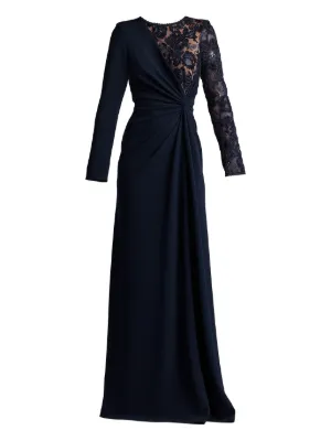 Tadashi Shoji Long-sleeve V-neck Maxi Dress - Blue Tadashi Shoji Long-sleeve V-neck Maxi Dress - Blue