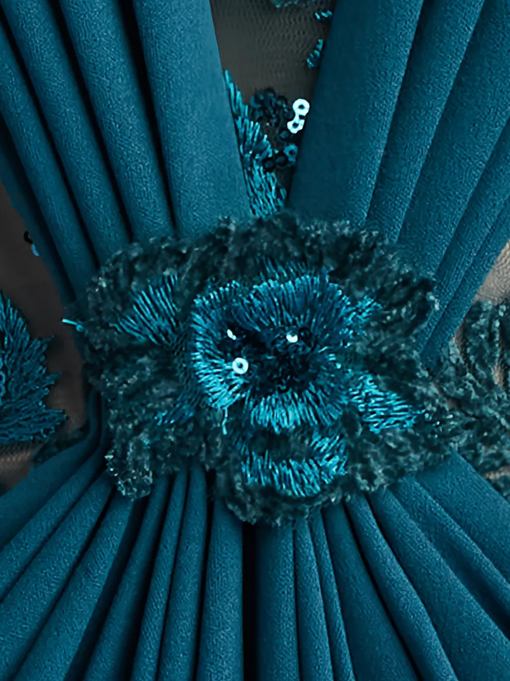 Tadashi Shoji Maxi-jurk verfraaid met pailletten en bloemen Blauw