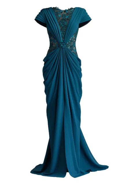 Tadashi Shoji floral-sequin embellished maxi dress